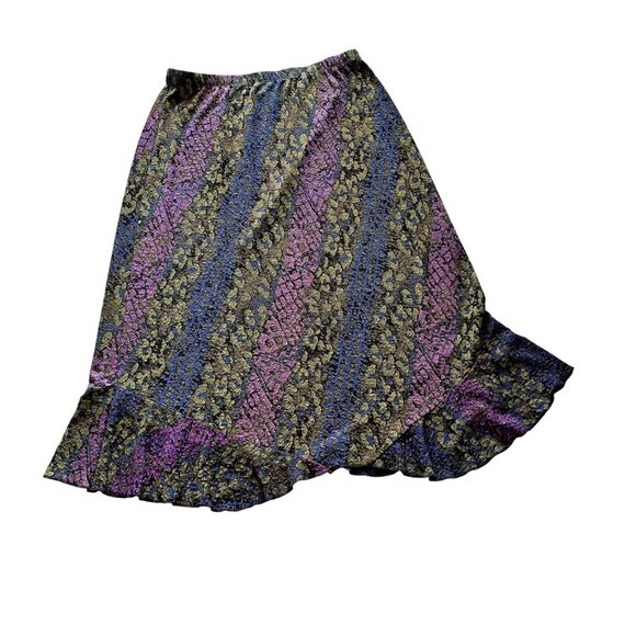 Mirasol Women's Size 1X Midi Skirt Ruffle Asymmetrical Elastic Waist Pull on - Picture 1 of 8